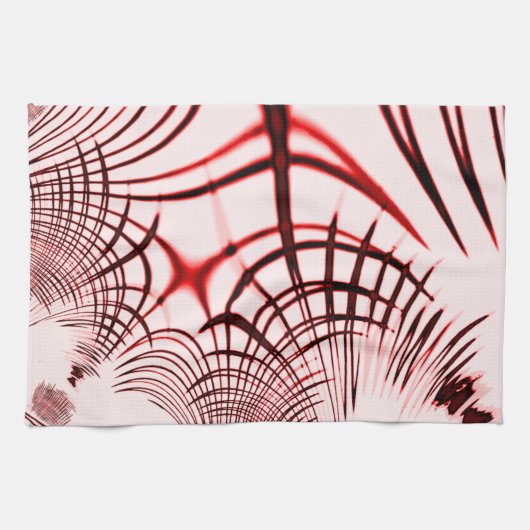 Rote, gekrümmte Spuren auf hellem Hintergrund Geschirrtuch (Horizontal)