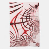 Rote, gekrümmte Spuren auf hellem Hintergrund Geschirrtuch (Vertikal)