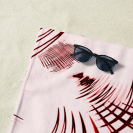 Rote, gekrümmte Spuren auf hellem Hintergrund Strandtuch