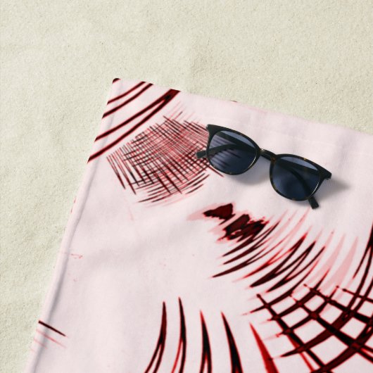 Rote, gekrümmte Spuren auf hellem Hintergrund Strandtuch (Beispiel)
