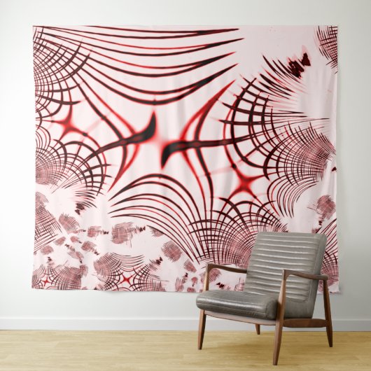 Rote, gekrümmte Spuren auf hellem Hintergrund Wandteppich (Beispiel (Horizontal))