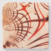 Rote, gekrümmte Spuren mit gealterter Wirkung Steinuntersetzer (Vorderseite)