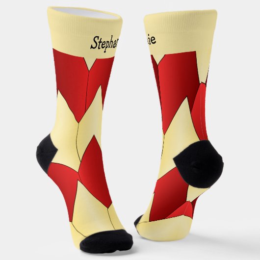 Rote gelbe Art Deco Design Socken (Gewinkelt)