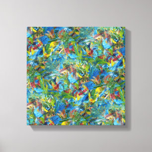 rote, gelbe, blaue, grüne, ummantelte Canvas Leinwanddruck