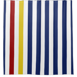 Rote gelbe blaue und weiße Streifen Duschvorhang