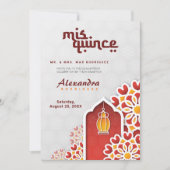 Rote Gelbe Blume Arabian Nacht Quinceñera Einladung (Vorderseite)