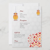 Rote Gelbe Blume Arabian Nacht Quinceñera Einladung (Rückseite)