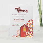Rote Gelbe Blume Arabian Nacht Quinceñera Einladung (Vorderseite)