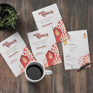 Rote Gelbe Blume Arabian Nacht Quinceñera Einladung