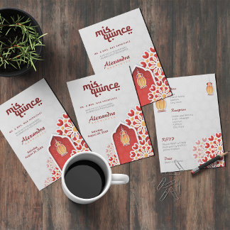 Rote Gelbe Blume Arabian Nacht Quinceñera Einladung
