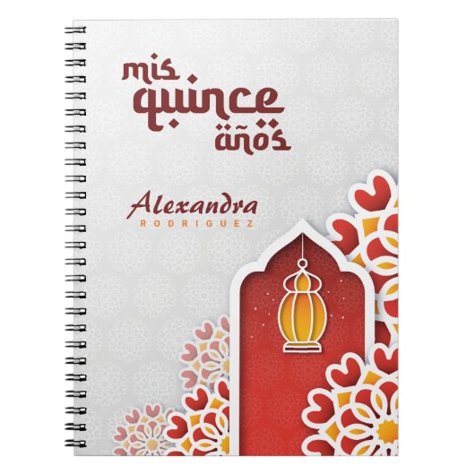 Rote Gelbe Blume Arabian Nacht Quinceñera Notizblock (Vorderseite)