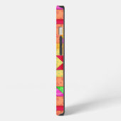 Rote gelbe bunte Patchwork-Quilt-Kunst iPhone Hülle (Linke Seite)
