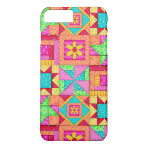 Rote gelbe bunte Patchwork-Steppdecken-Block-Kunst Case-Mate iPhone Hülle