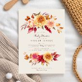 Rote Gelbe Fall Blume Girl Baby Dusche Einladung