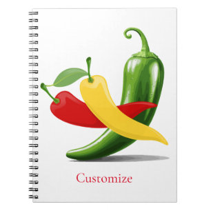 Rote Gelbe Grüne Chili Paprika Thunder_Cove Notizblock