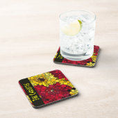 Rote, gelbe Mini Box Hintergrund Personalisiert Getränkeuntersetzer (Rechte Seite)