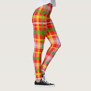 Rote gelbe rosa und grüne Tartan-Leggings Leggings