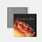 Rote gelbe Rose Persönliche Hochzeit Magnet (Vorderseite/Rückseite)