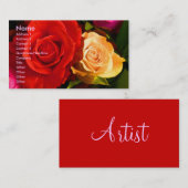 Rote gelbe Rosen-Künstler-Geschäfts-Karte Visitenkarte (Vorne/Hinten)