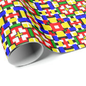 Rote, gelbe, schwarze, blaue und grüne Geometrien Geschenkpapier (Rolleneckpunkt)