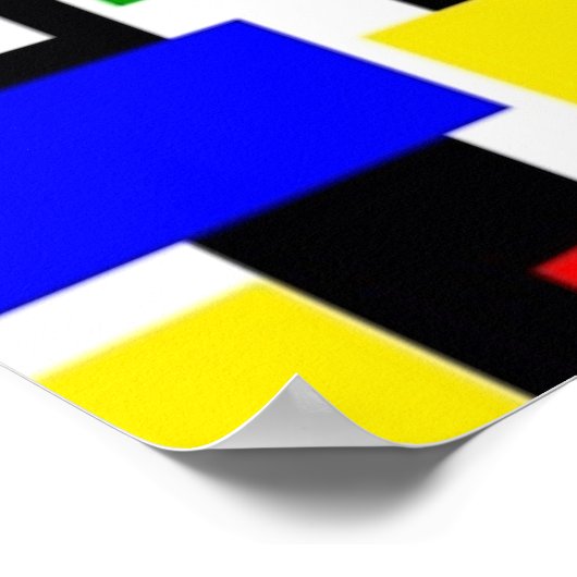 Rote, gelbe, schwarze, blaue und grüne Geometrien Poster (Ecke)