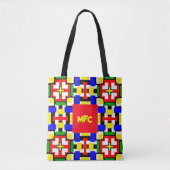 Rote, gelbe, schwarze, blaue und grüne Geometrien Tasche (Vorderseite)