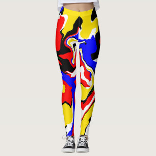 Rote, gelbe, schwarze, blaue und grüne Schwünge   Leggings