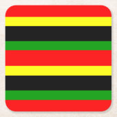 Rote, gelbe, schwarze und grüne Streifen Rechteckiger Pappuntersetzer (Vorderseite)