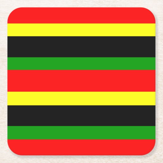 Rote, gelbe, schwarze und grüne Streifen Rechteckiger Pappuntersetzer (Vorderseite)