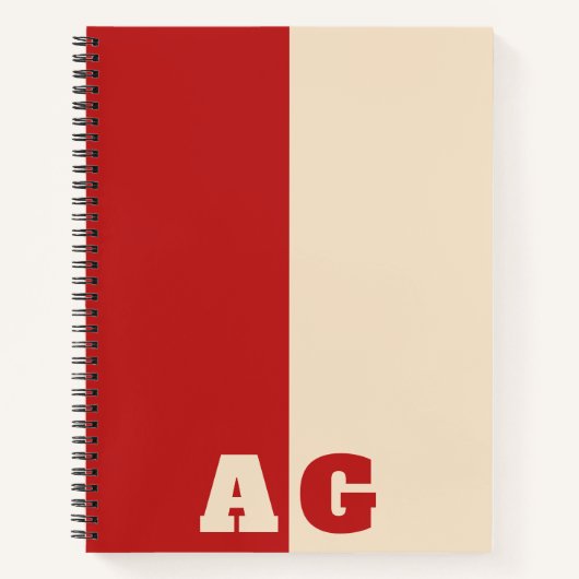 Rote gelbe Streifen Fette Monogramm Notizblock (Vorderseite)
