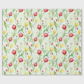 Rote Gelbe Tulpen Geburtstag Geschenkpapier (Flach)