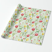 Rote Gelbe Tulpen Geburtstag Geschenkpapier (Ungerollt)