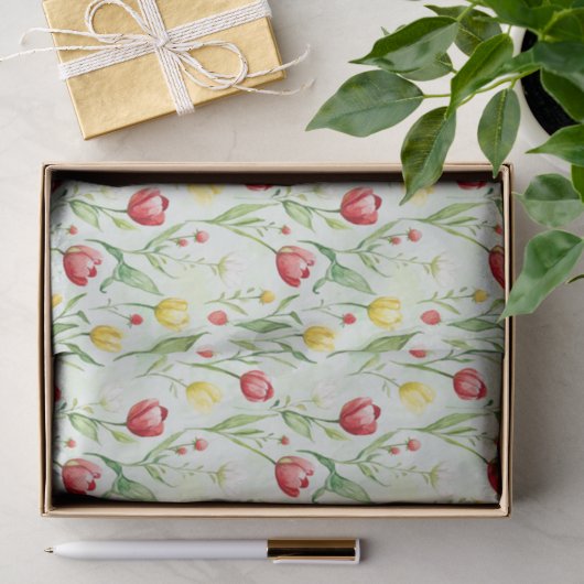 Rote gelbe Tulpen Geburtstag Seidenpapier (Geschenk)