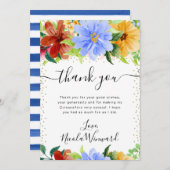 Rote, gelbe und blaue Blumen Quinceanera Dankeskarte (Vorne/Hinten)