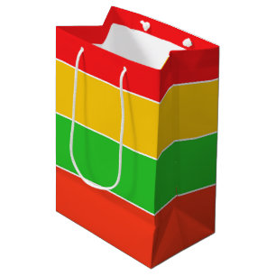 Rote, gelbe und kalkgrüne Streifen Mittlere Geschenktüte