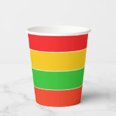 Rote, gelbe und kalkgrüne Streifen Pappbecher (Rückseite)