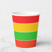 Rote, gelbe und kalkgrüne Streifen Pappbecher (Vorderseite)