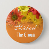Rote, gelbe und orangefarbene Braut, Hochzeit des Button (Vorderseite)