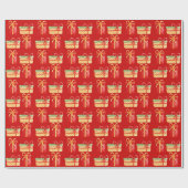 "Rote, gelbe Weihnachtsgeschenke" Rotes Umschlagpa Geschenkpapier (Flach)