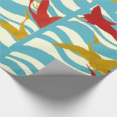 ROTE GELBFLYING KRÄNE AUF WEISSEN BLAUEN MEERWELLE GESCHENKPAPIER (Ecke)