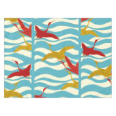 ROTE GELBFLYING KRÄNE AUF WEISSEN BLAUEN MEERWELLE TISCHDECKE (Vorderseite (Horizontal))