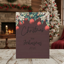 Rote gemütliche moderne Weihnachtskarte im klassis