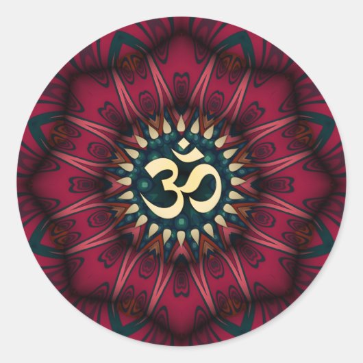 Rote Geometrie Golden Om Spirituelle Art Sticker (Vorderseite)