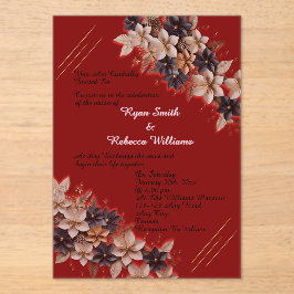 Rote geometrische Blumen-Hochzeitseinladung Acryleinladungen