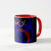 Rote geometrische Kaffeetasse mit drehendem Akzent (VorderseiteRechts)