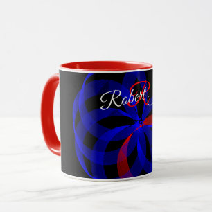 Rote geometrische Kaffeetasse mit drehendem Akzent