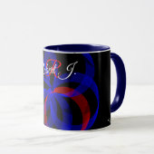 Rote geometrische Kaffeetasse mit drehendem Akzent (VorderseiteRechts)