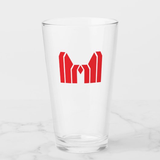 Rote geometrische Krone Buchstabe M Glas (Vorderseite)