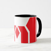 Rote geometrische Krone Buchstabe M Tasse (VorderseiteRechts)