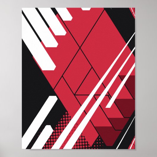 Rote geometrische Struktur mit schattierter Tiefe Poster (Vorne)